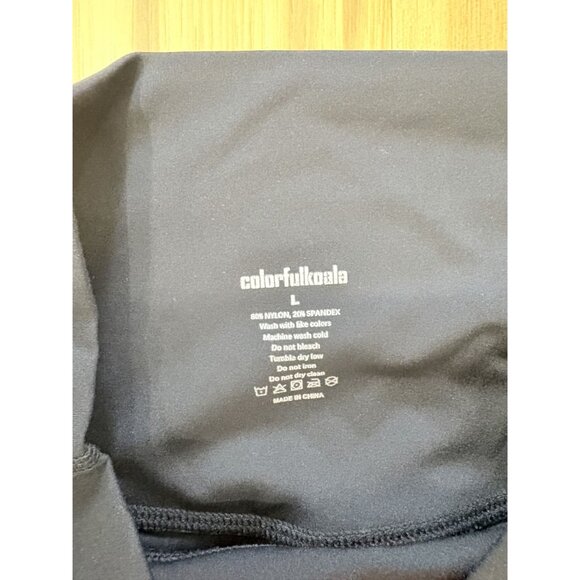 Colorfulkoala Womens High-Waisted Black Leggings L Nylon/Spandex Blend Stretchy - Picture 3 of 4